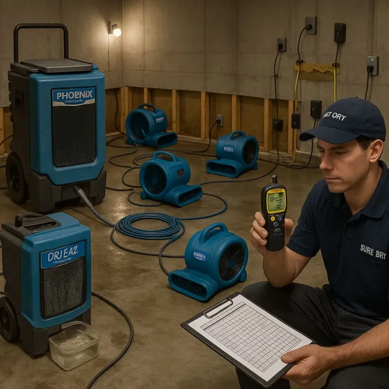 Structural Drying and Dehumidification process in City of Galax, VA